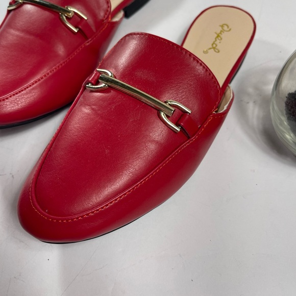 Qupid Th DJ loafer red mules - Picture 3 of 7